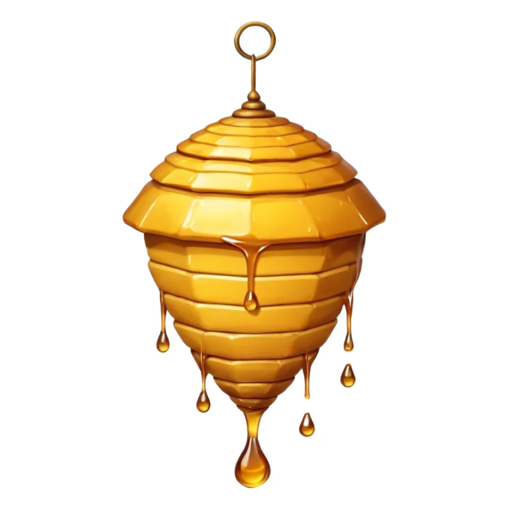 A hanging beehive dripping golden honey from its base. sticker