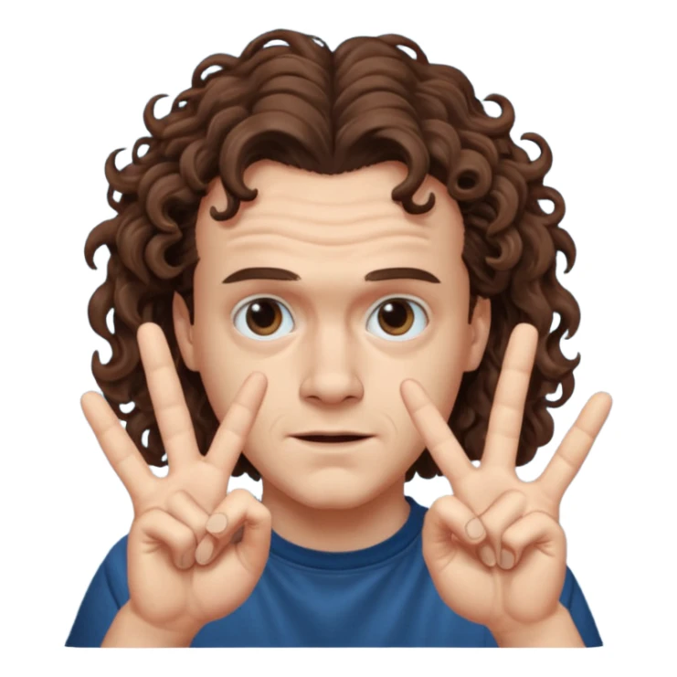 Eddie the freak from stranger things with his iconic hand sign like this 🤟 behind his head sticker
