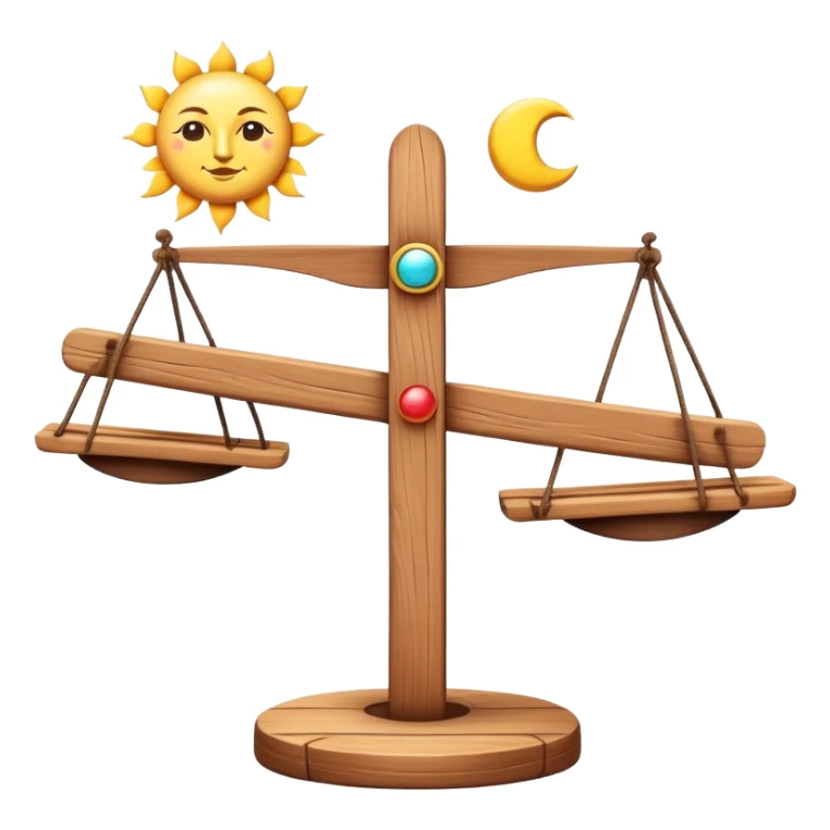 balanced seesaw with sun and moon symbols sticker
