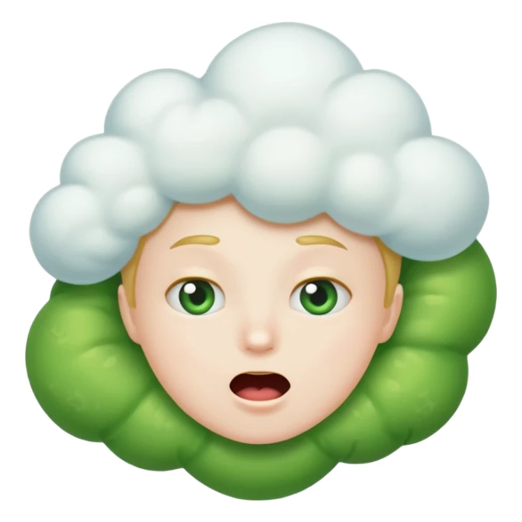 face with a green burp cloud, silly expression emoji sticker