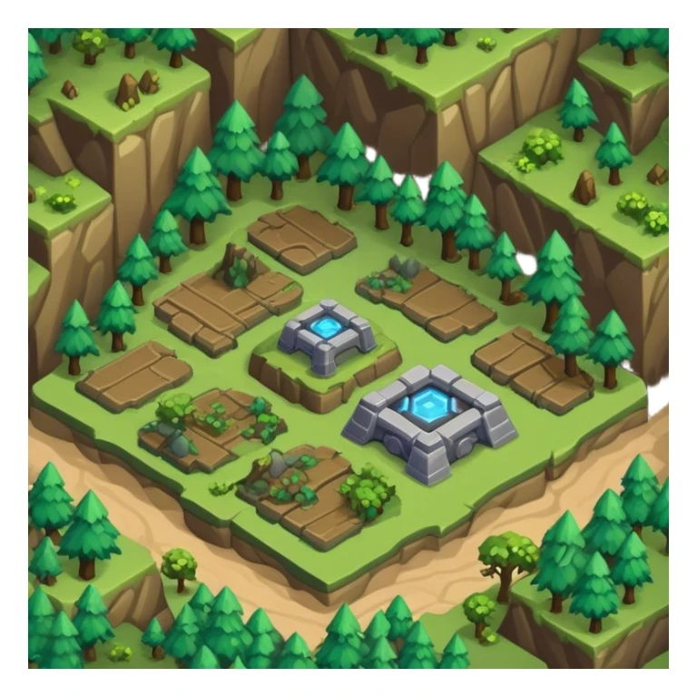 StarCraft-inspired, isometric RTS rugged terrain tile forest sticker