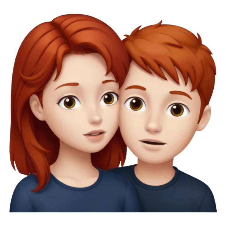 Redhead boy and dark brown haired girl making out sticker