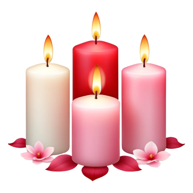 Romantic pastel white pastel pink and red candles with flower petals  sticker