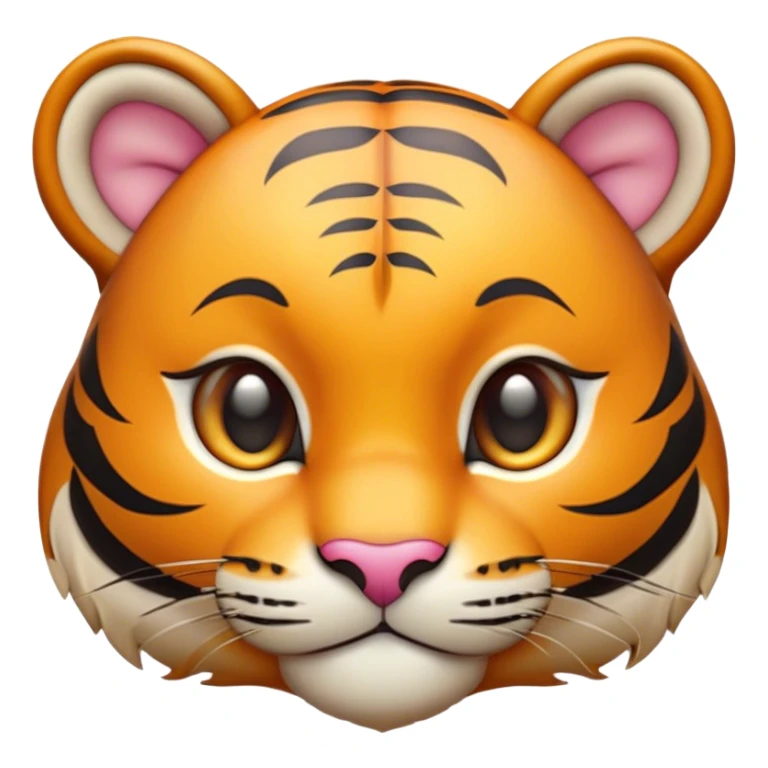 Cinematic Cute Tiger Portrait Emoji, Head tilted playfully and inquisitively, with a sleek, graceful form accented by vivid stripes and round, sparkling eyes filled with charm, Simplified yet irresistibly adorable features, highly detailed, glowing with a warm, inviting wild glow, high shine, affectionate and lively, stylized with a touch of whimsical feline grace, soft glowing outline, capturing the essence of a mischievous yet loving tiger that seems as if it could leap out of the screen into your arms! sticker