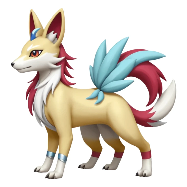 WereGarurumon-Suicune-Linoone-Meloetta-Renamon-Zangoose-fusion-hybrid-creature (full body) sticker