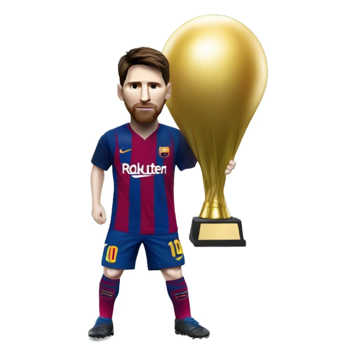 lionel Messi with the super ballon dork trophy sticker
