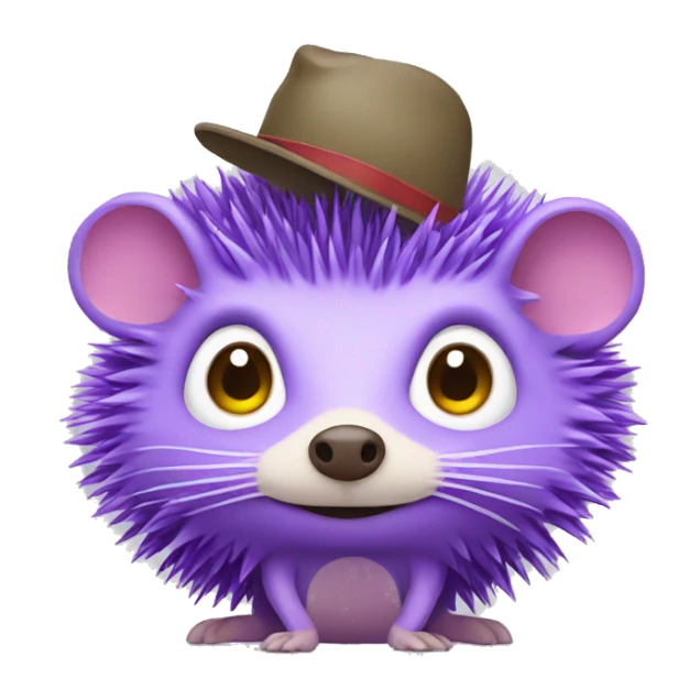A purple hedgehog who wears a hat and has sneakers sticker
