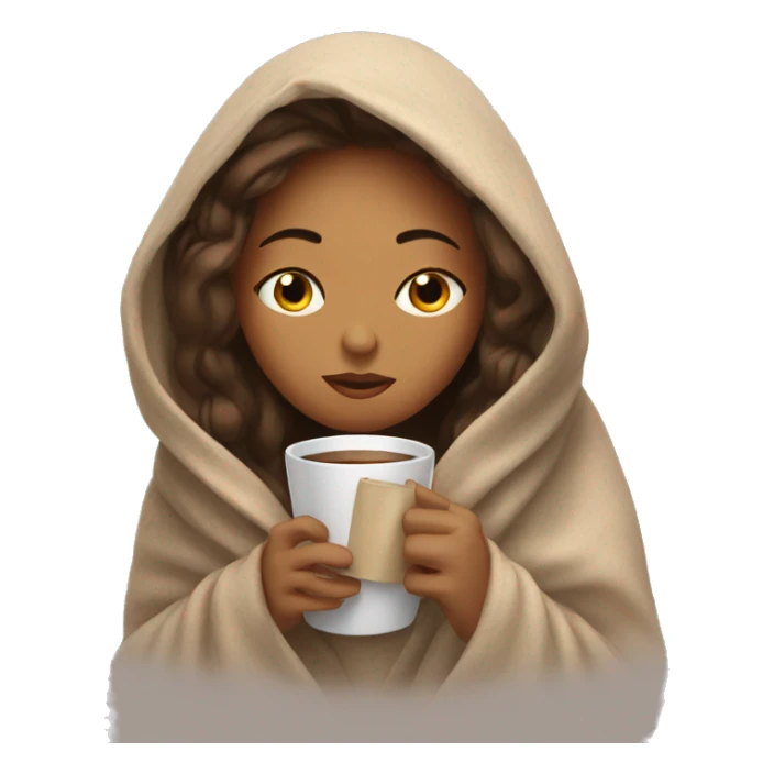 girl inside a blanket sipping coffee eyes closed sticker