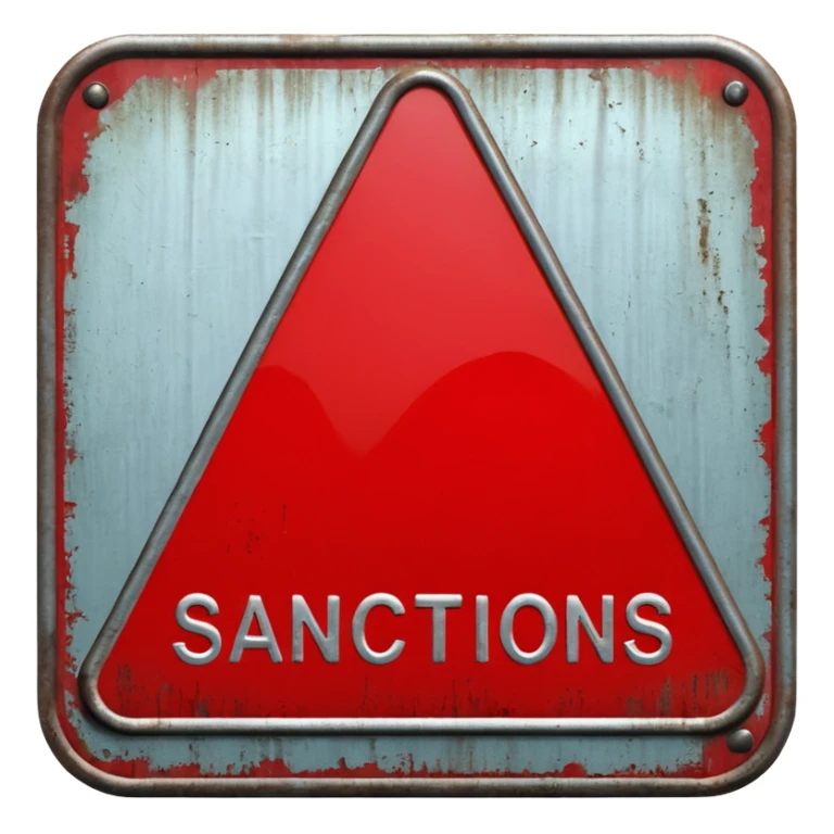 
red road sign with the inscription sanctions sticker