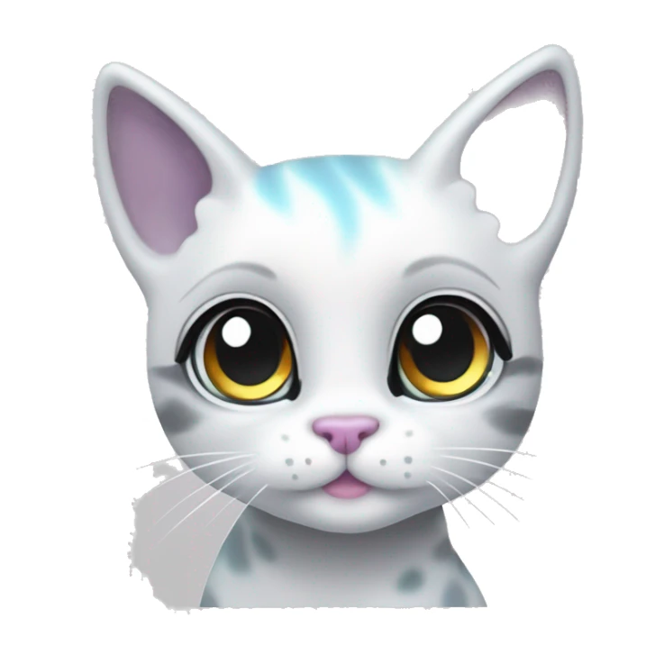 ethereal cute white and grey cat littlest pet shop lisa frank style sticker