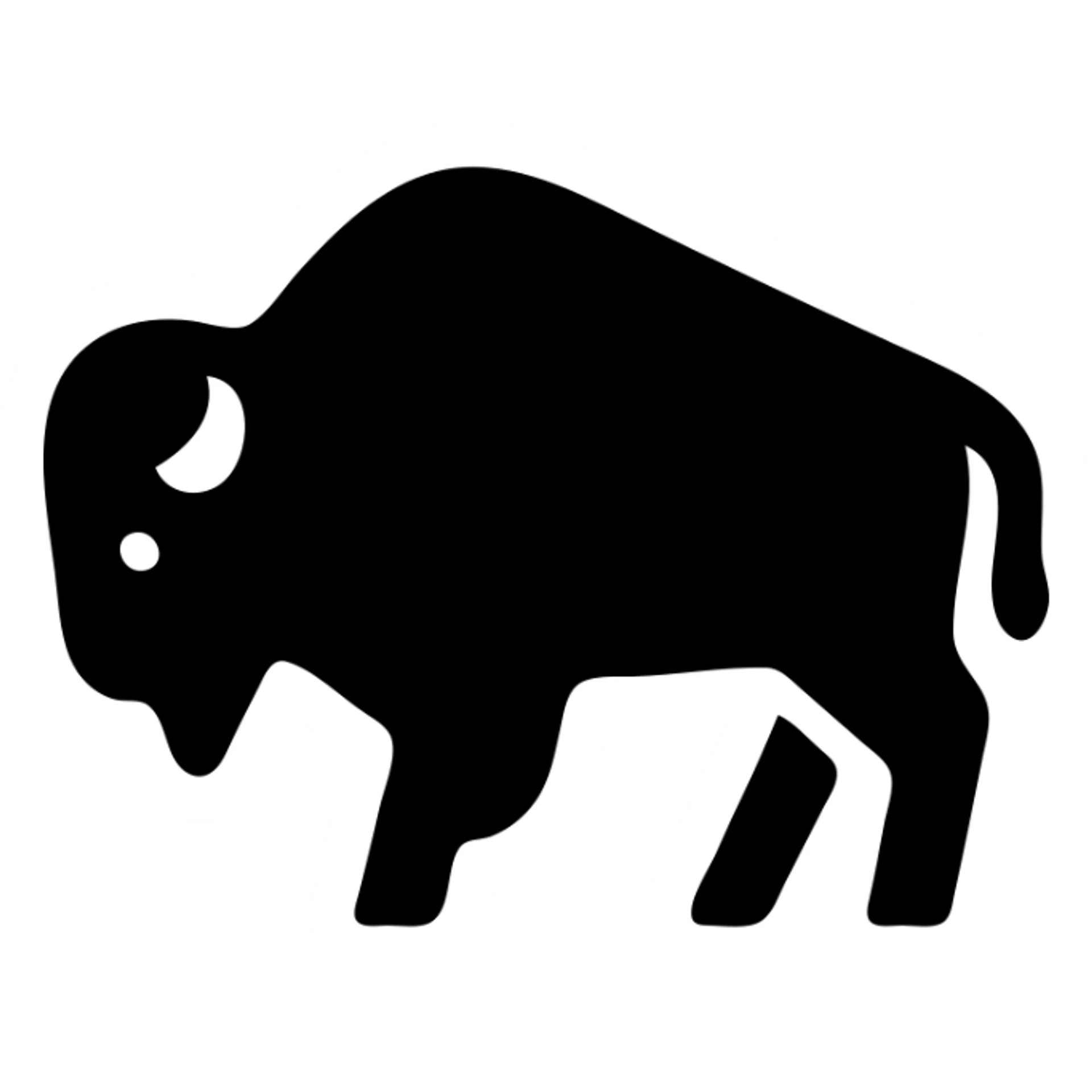 buffalo, solid icon style, monochrome, filled shape, no outline, modern and clean sticker