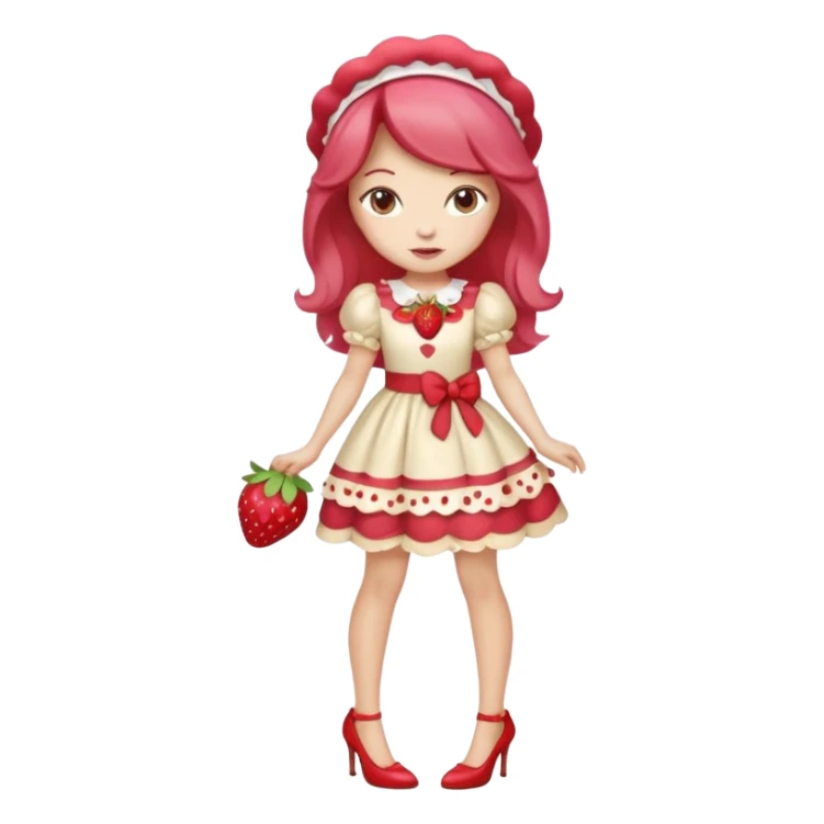 pretty and cute realistic modern day strawberry shortcake full body with high heels emoji sticker