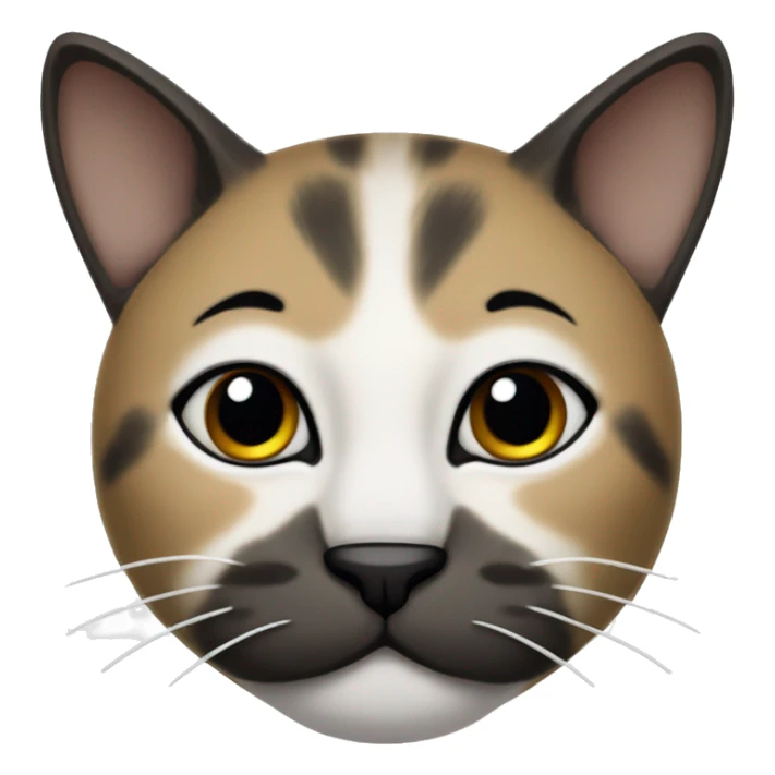 Cat with clear white face, with a black mustache-shaped spot under the nose and a little on nose. Big Dark patches on the forehead and around the ears  sticker