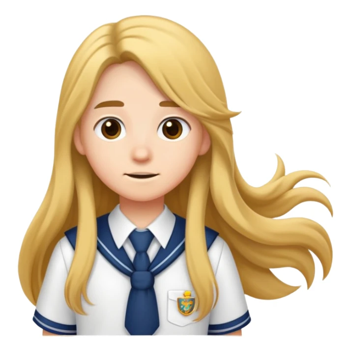 cartoon character with long hair wearing a school uniform sticker
