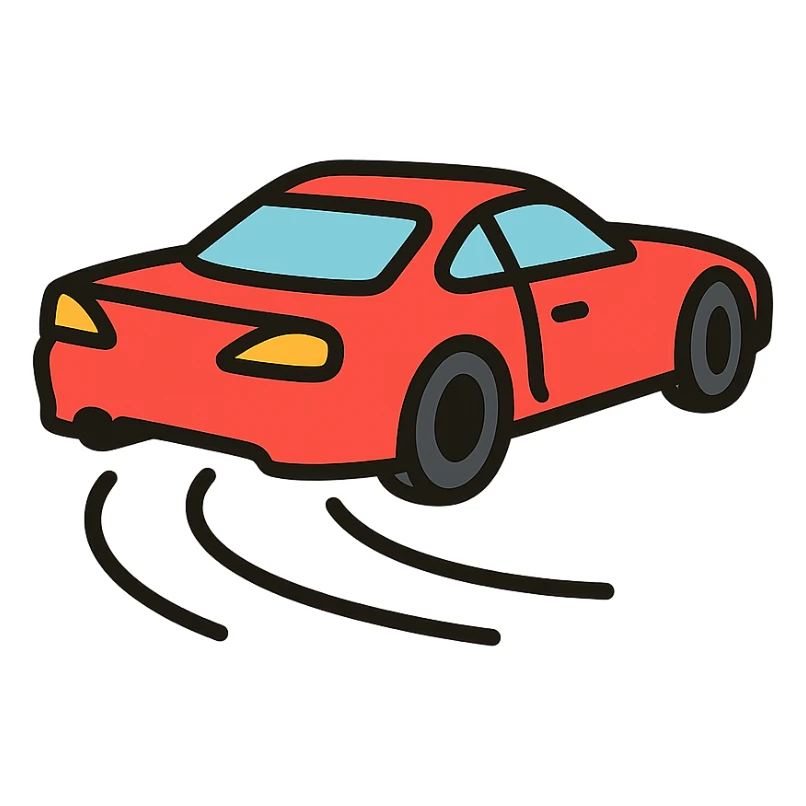 sports car drifting, energetic, icon style sticker