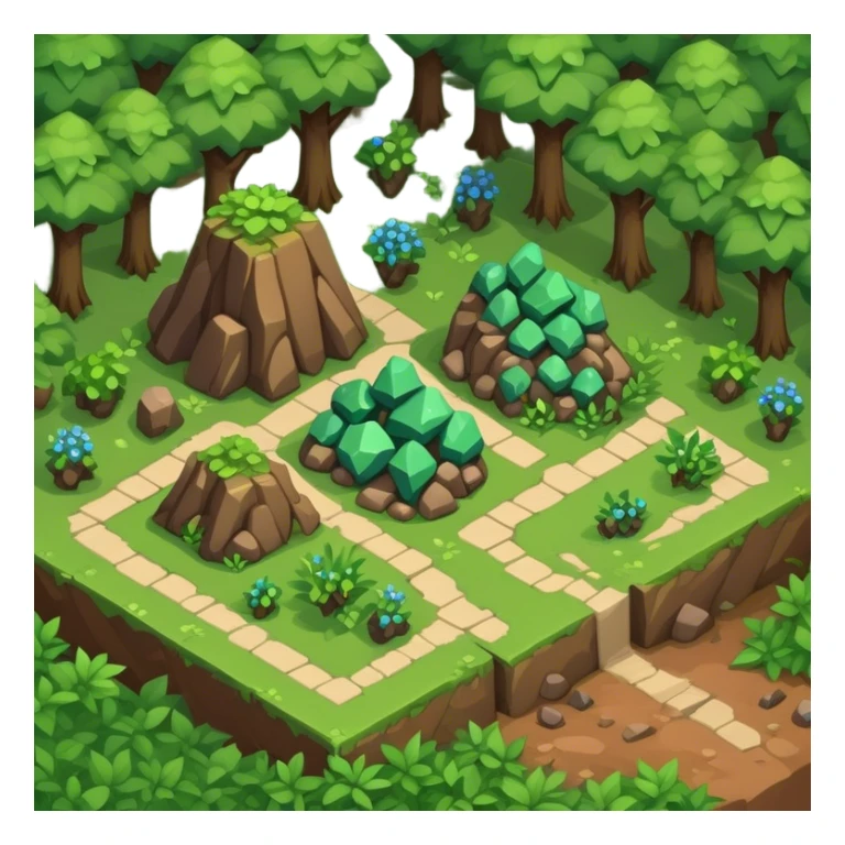 StarCraft-inspired, isometric RTS rugged terrain tile forest sticker