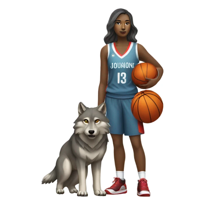 Grey wolf and female basketball player sticker
