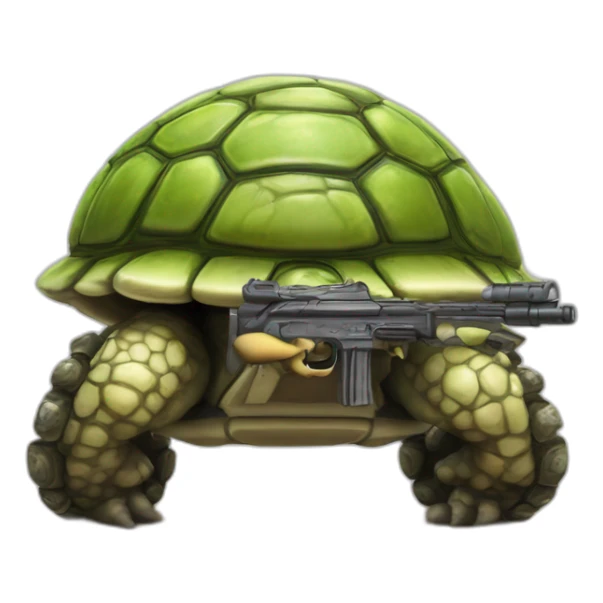 Strong muscles Mushroom turtle with a machine gun with turtle shell on helmet sticker