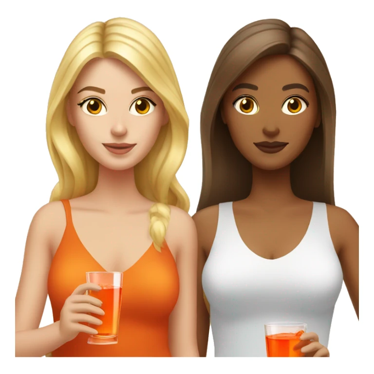 Two girls one blonde and one brown hair drinking aperol sticker