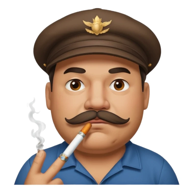 a fat father with a cap and tattoos, a cigarette in his mouth, and a mustache. sticker
