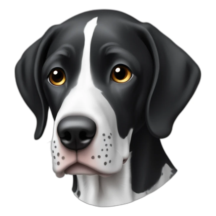 black & white german shorthair pointer, full black head, without white on the head, with white hair on the snout sticker