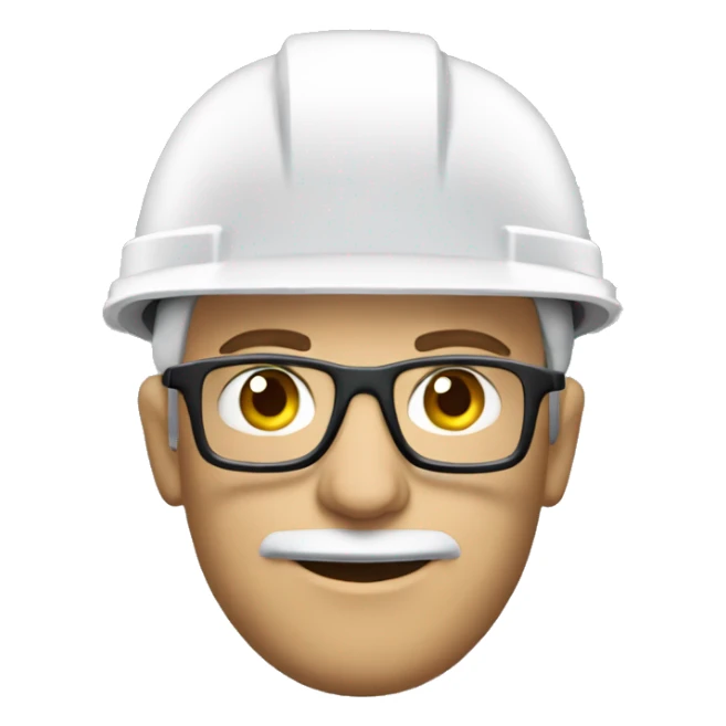 Caucasian engineer with helmet, glases, earplugs safety sticker