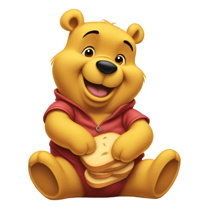 Winnie the pooh eating bread sticker
