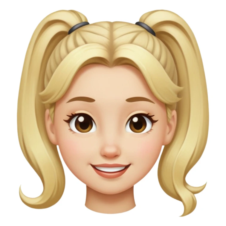 blonde girl with high pony hair, she is making a wink sticker