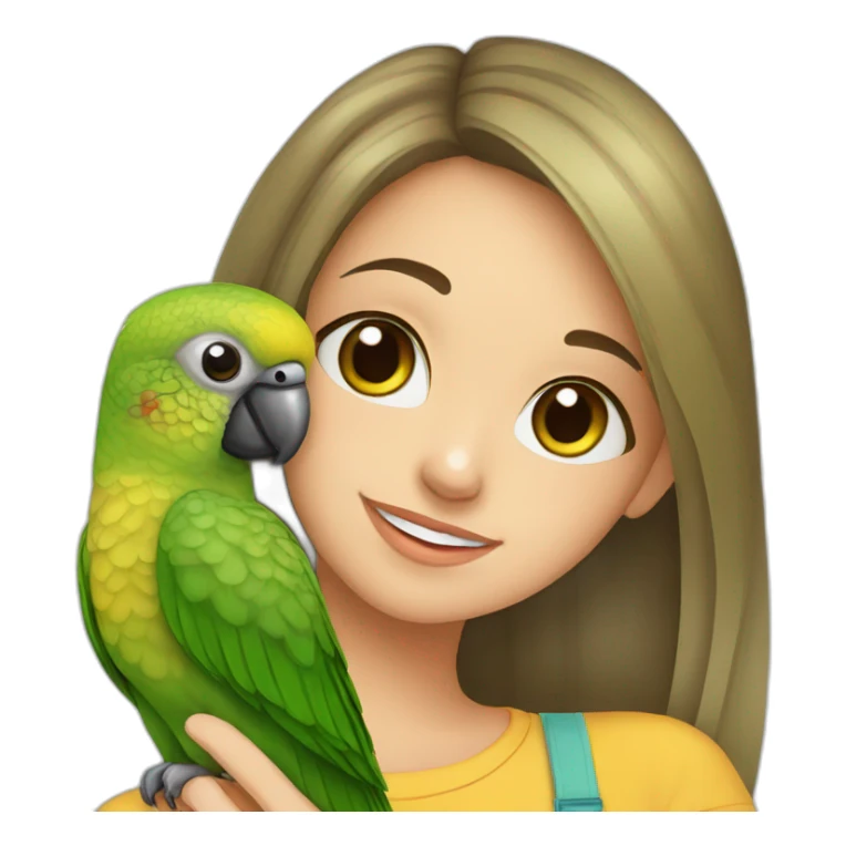 Green cheek conure with a girl sticker
