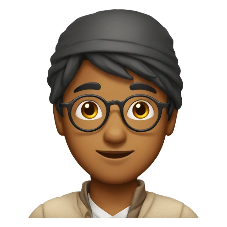 Indian boy with bindi and glasses and hat sticker