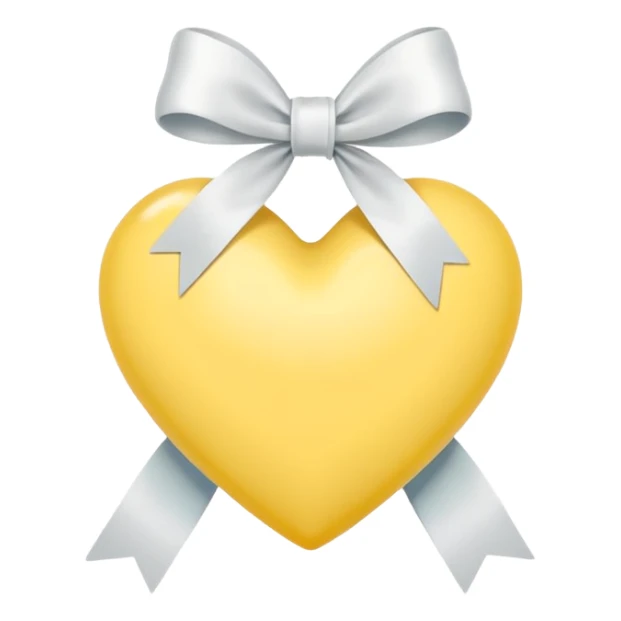 Pastel Yellow heart with a white ribbon sticker
