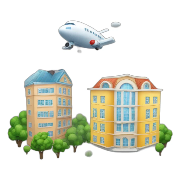 Deux buildings et un avion dans les airs  sticker