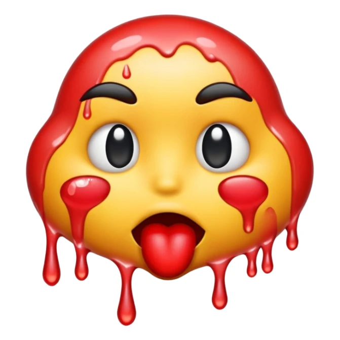 Emoji with kiss marks and water dripping down the mouth sticker
