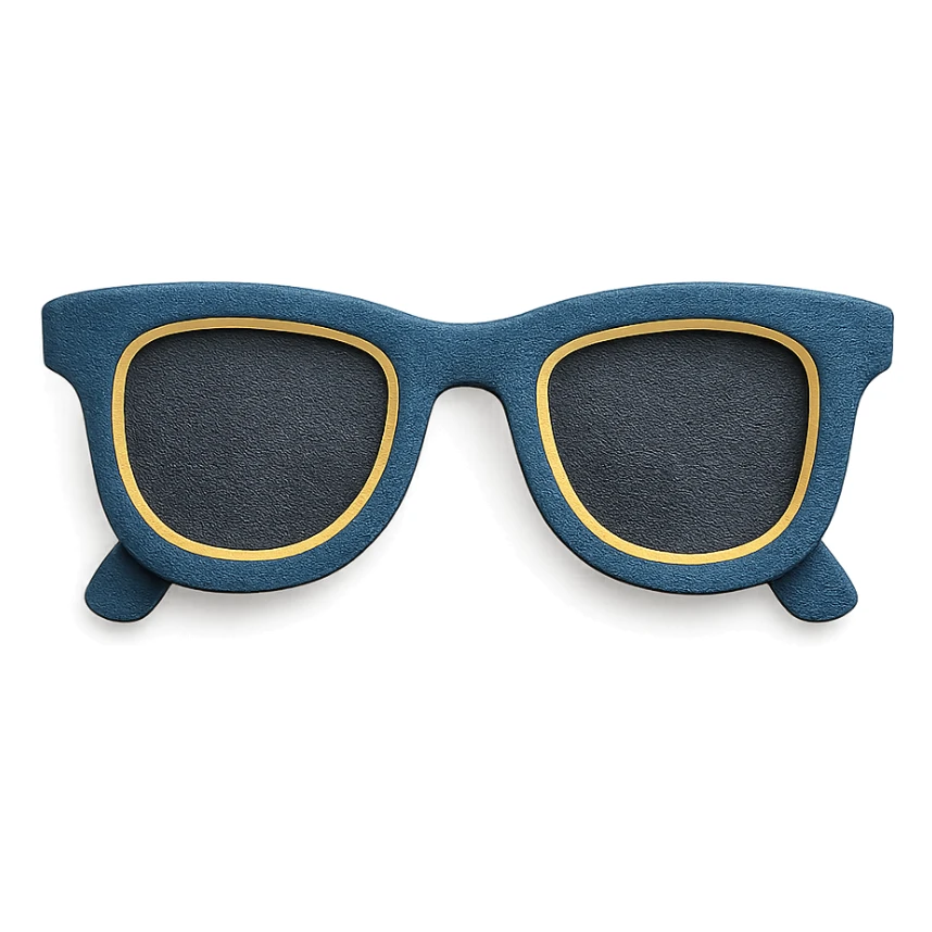 sunglasses with layered paper effect on a white background in paper-craft style sticker