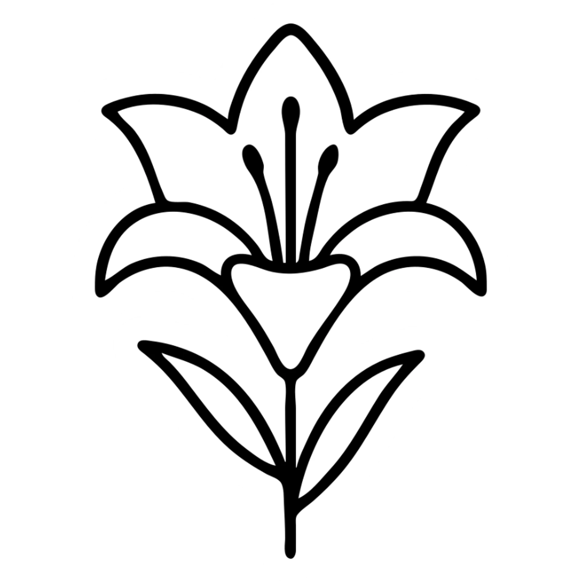 pure white lily flower outlined icon sticker