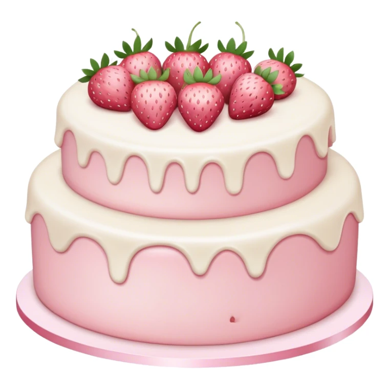 Light Pink strawberries and cream birthday cake  sticker