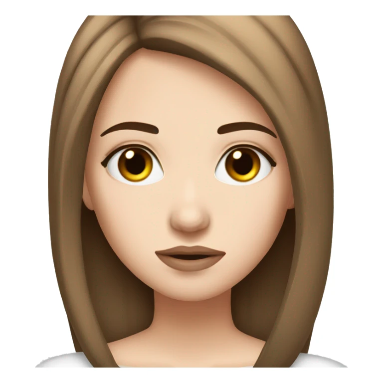 white girl brown straight hair sad pucker sticker