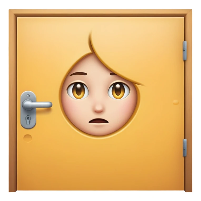 shy face peeking out from behind a door, only face visible from the front emoji sticker