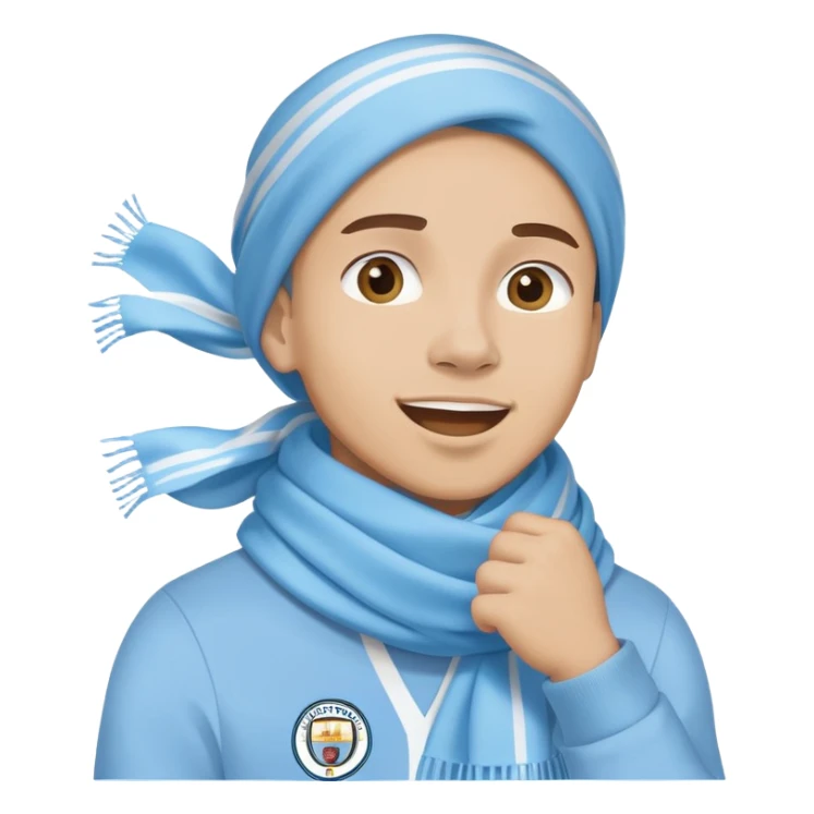 Manchester City fan cheering with sky blue scarf sticker