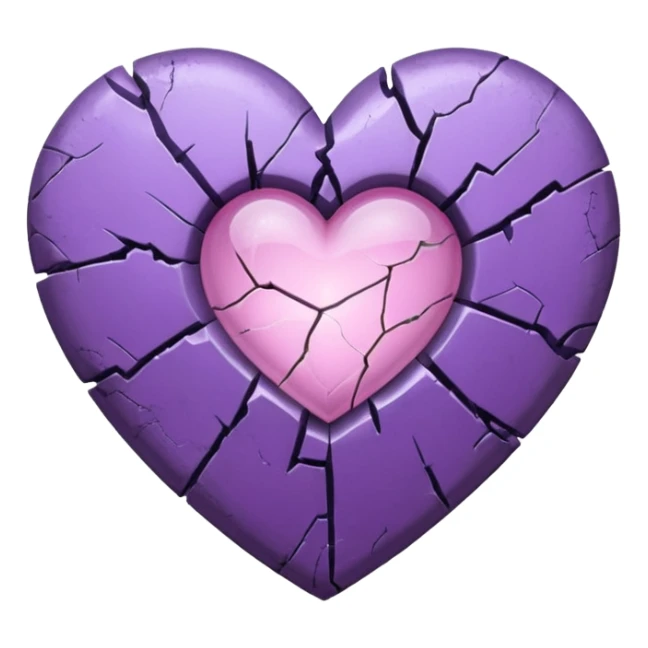 Cracked purple heart with a broken light pink showing through the crack sticker