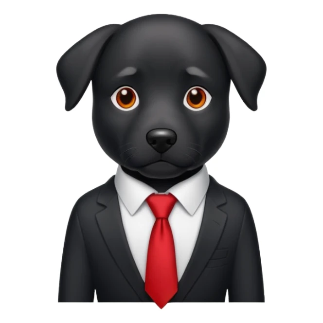 black dog with red tie,white shirt sticker