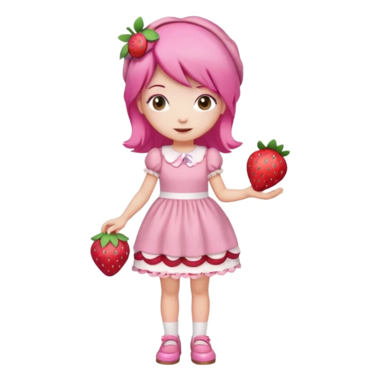 pretty and cute realistic modern day cartoon character strawberry shortcake full body sticker