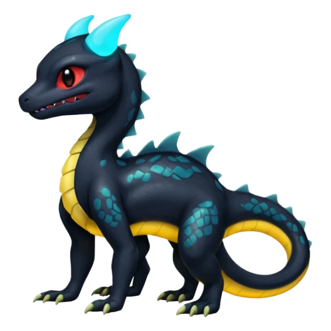 Shiny Cute Spooky Salandit-Umbreon-Charmeleon-Fakémon-hybrid-creature (full body)  sticker