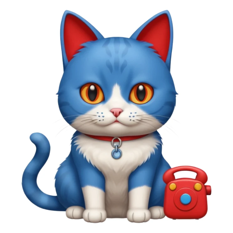 Cat with no ears head blue body blue with gadget red tail creator in fujiko pro sticker