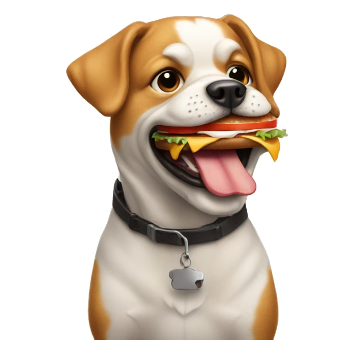 dog eating a hamburguer sticker