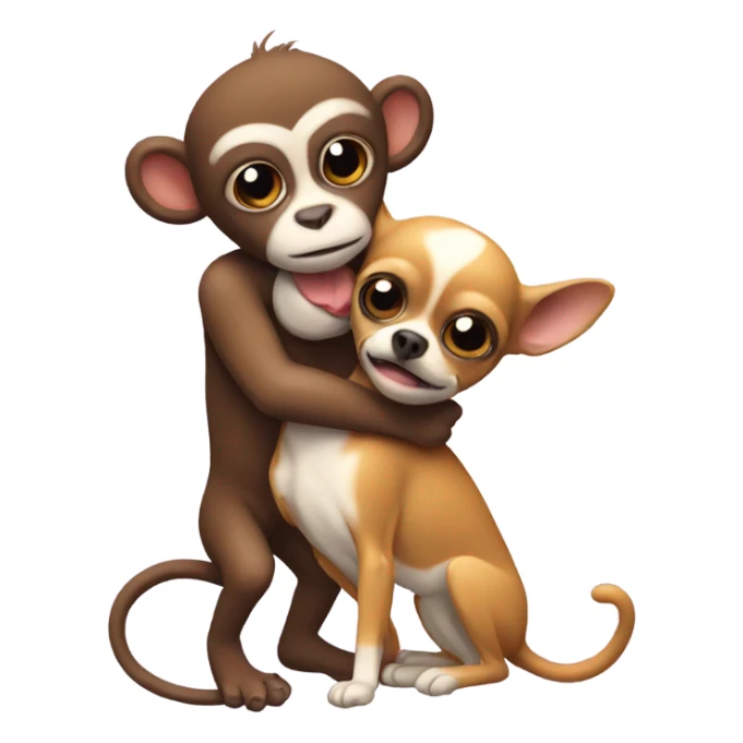 Small monkey putting a chihuahua in a headlock sticker
