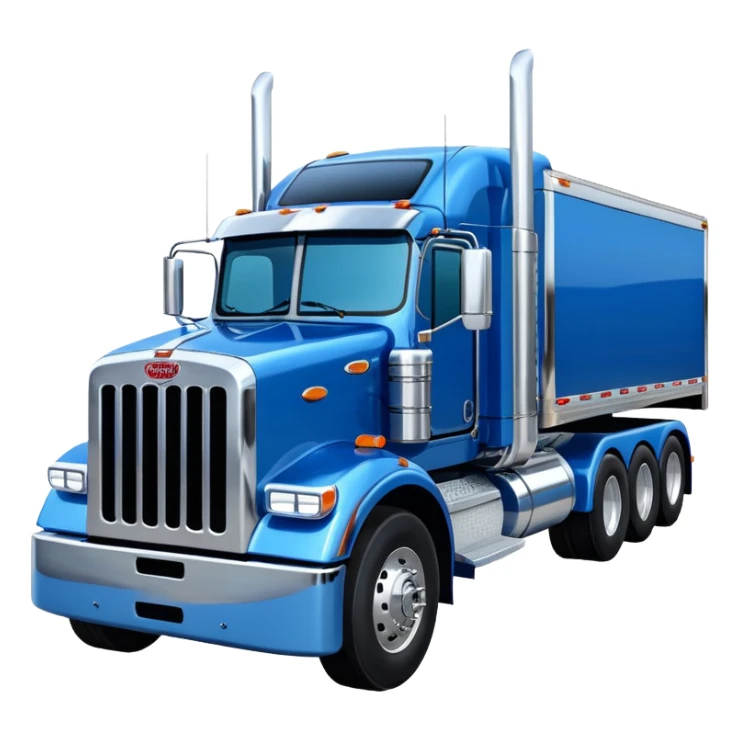 blue peterbilt truck, hauling trailer sticker
