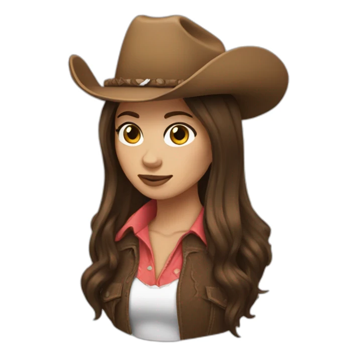 cowgirl brunette straight hair sticker