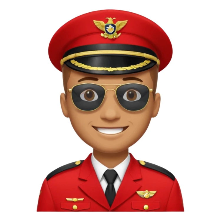Smiling military man with sunglasses in red uniform sticker