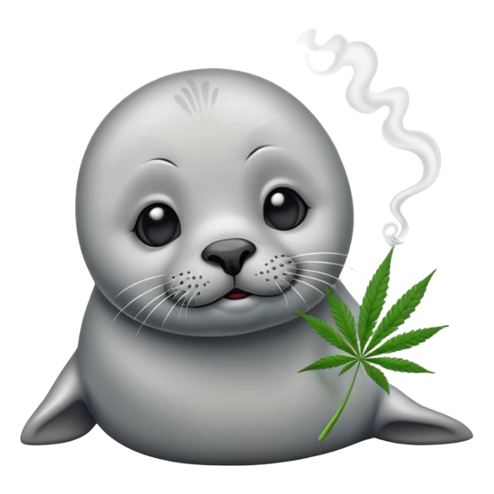 Grey slim baby seal Smoking cannabis weeds sticker
